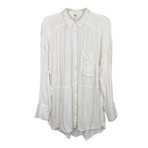 Free People | Button-Down Boho Cream Tunic Top Size Small